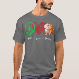 Camiseta Engraçado Paz Amor Guiné Pigs Graphic Women Gui