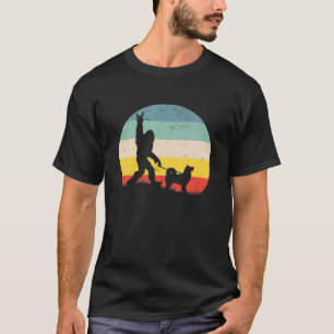 Camiseta Engraçado Pé Grande Andando Akita Cão - Vintage