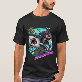 Camiseta Engraçado Pé-Grande Andando de Tubarão: Hillarious