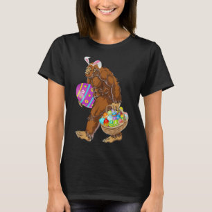 Camiseta Engraçado Pé-Grande Caçando Ovos de Páscoa