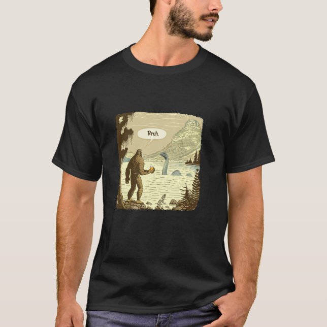 Camiseta Engraçado Pé Grande e Nessie Bruh Moment Beer T Sh (Frente)