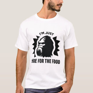 Camiseta Engraçado Pé Grande "Estou Aqui para a Comida" T-S