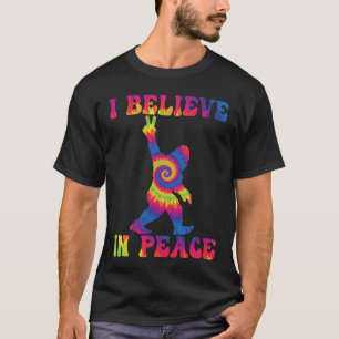Camiseta Engraçado Pé Grande Eu Acredito Em Paz