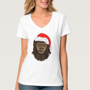 Camiseta Engraçado Pé-Grande No Humor Sasquatch De Santa Ha