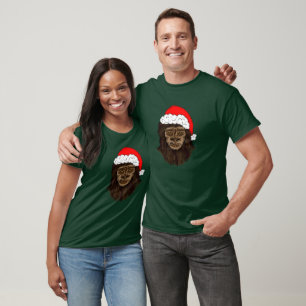 Camiseta Engraçado Pé-Grande No Humor Sasquatch De Santa Ha