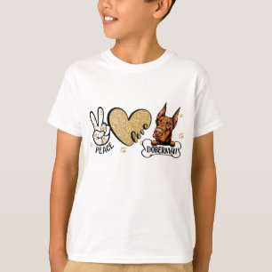 Camiseta Engraçado Peace Love Doberman Dog Lover