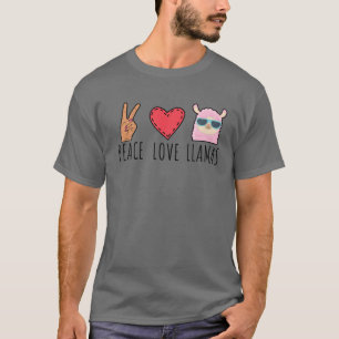 Camiseta Engraçado Peace Love Llamas
