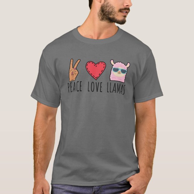 Camiseta Engraçado Peace Love Llamas (Frente)