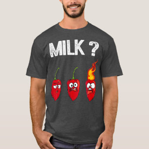 Camiseta Engraçado Pepper Quente Habanero Molho Leite