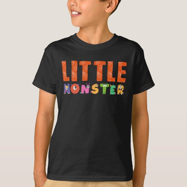 Camiseta Engraçado Pequeno Monstro Halloween (Frente)