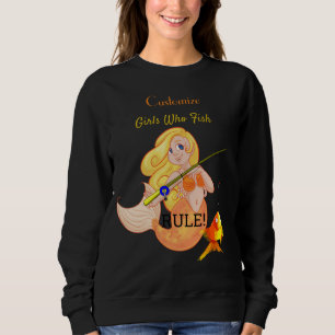 Camiseta Engraçado Pescar Sereia Rapariga Trovão_Cove 