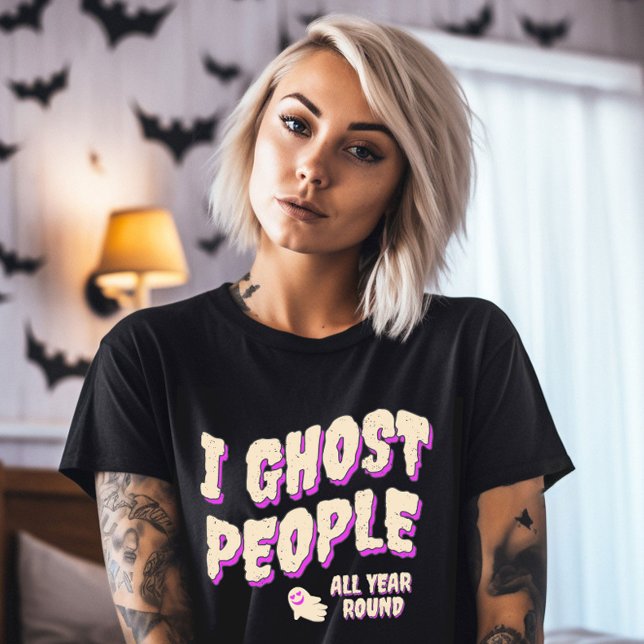 Camiseta Engraçado Pessoas Fantasma no Halloween (Criador carregado)