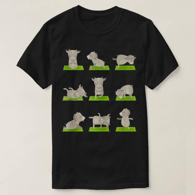Camiseta Engraçado Pet Goat Yoga No Mat Gym Professor Instr (Frente do Design)