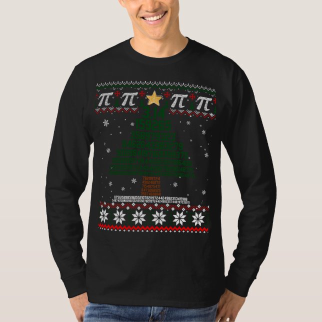 Camiseta Engraçado Pi Árvore de Natal Professor de Matemáti (Frente)