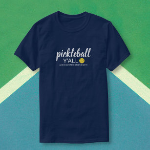 Camiseta Engraçado Pickleball Y'all, nome personalizado do 