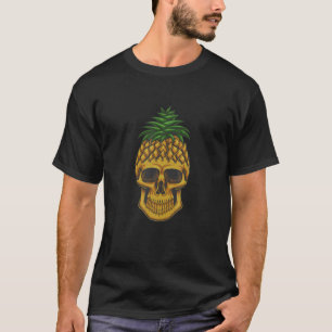 Camiseta Engraçado Pineapple Skull Trendy Tropical Fruta Lo
