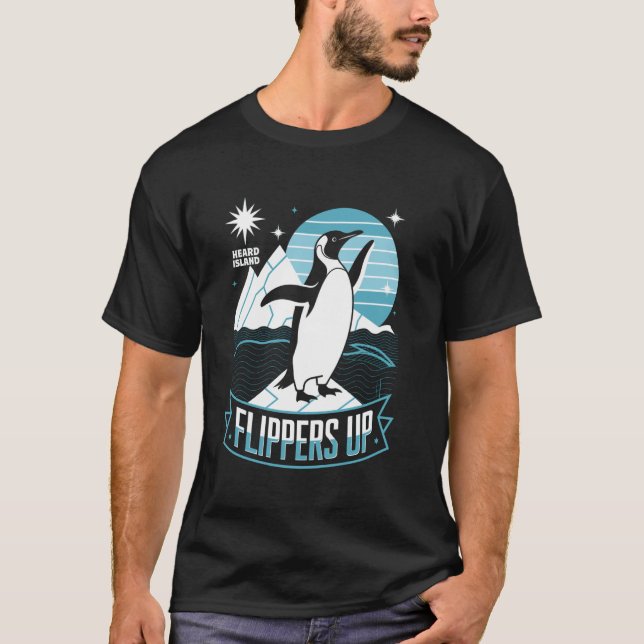 Camiseta Engraçado Pinguim Ouviu Voadores da Ilha (Frente)