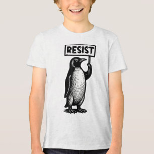 Camiseta Engraçado Pinguim Resiste Protesto Não Meu Preside