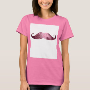 Camiseta Engraçado Pink Bling Mustache