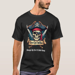 Camiseta Engraçado Pirata Skull Tee - Booty Willies de Um O