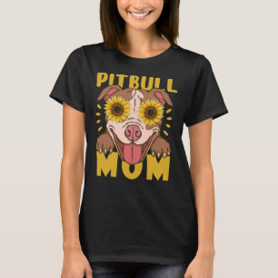 Camiseta Engraçado Pitbull Mãe Girassol Para O Cachorro