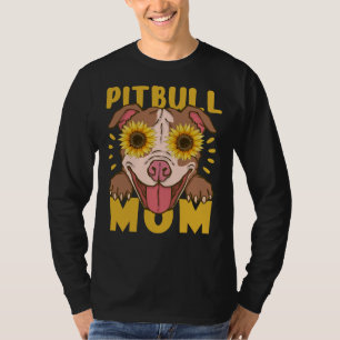 Camiseta Engraçado Pitbull Mãe Girassol Para O Cachorro
