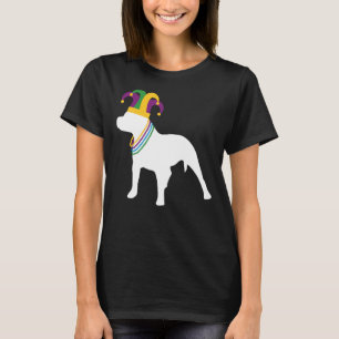 Camiseta Engraçado Pitbull Mardi Gras Miçangas