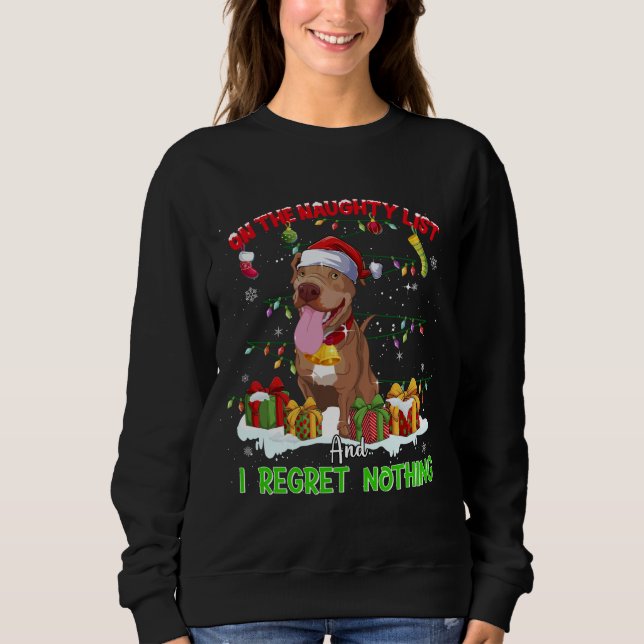 Camiseta Engraçado Pitbull Natal Feio Cachorro Feio (Frente)