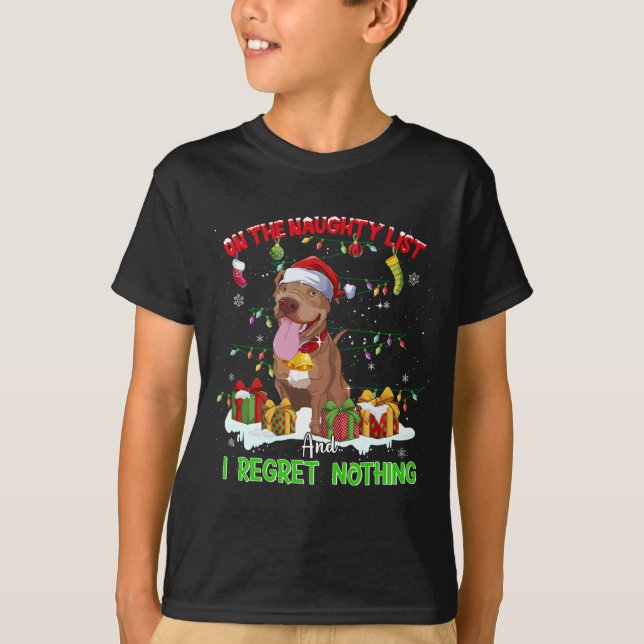 Camiseta Engraçado Pitbull Natal Feio Cachorro Feio (Frente)