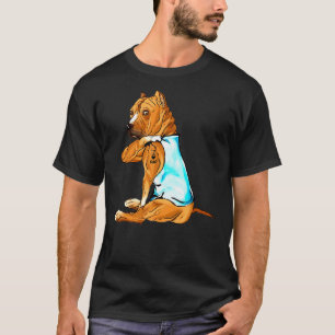 Camiseta Engraçado Pitbull Tatuagens Pitbull Adoro Pai Sent