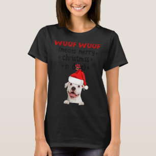 Camiseta Engraçado Pitbull Woof Significa Feliz Natal Em D