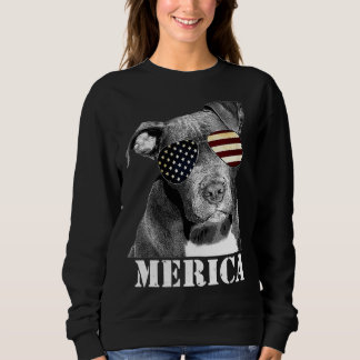 Camiseta Engraçado Pitbulny Cachorro Patriótico Usa Óculos
