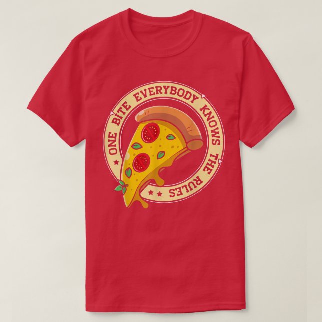Camiseta Engraçado Pizza Todos Conhecem As Regras Comida (Frente do Design)