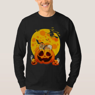 Camiseta Engraçado Pomerânia Cachorro Pumpkin Bruxo Chapéu