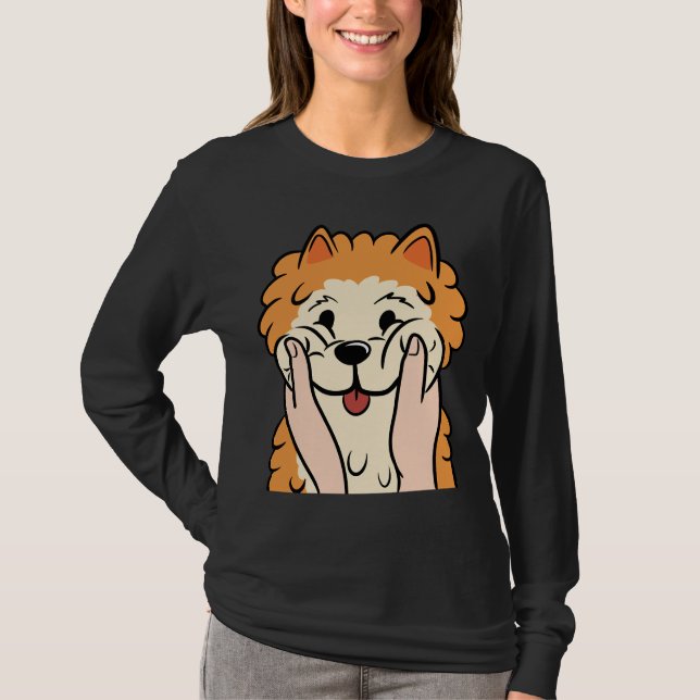 Camiseta Engraçado Pomerania Chubby Cheeks (Frente)