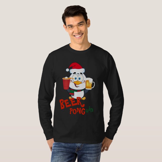 Camiseta ENGRAÇADO PONG Penguin Natal (Frente Completa)