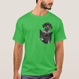 Camiseta Engraçado Ponteiro Alemão Curto no Bolso de