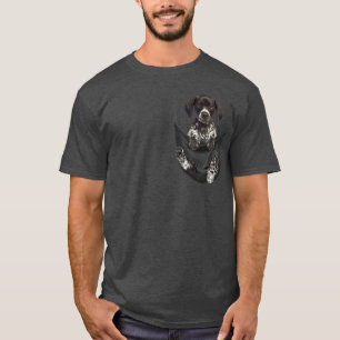 Camiseta Engraçado Ponteiro Alemão Curto no Bolso de