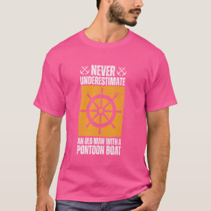 Camiseta Engraçado Pontoon Boat Art Para Avô Men Pontoon Bo