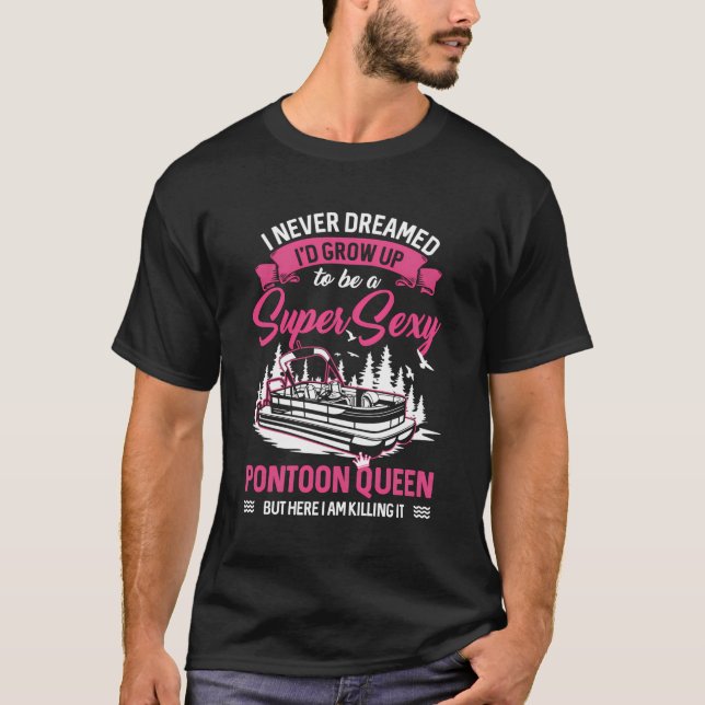 Camiseta Engraçado Pontoon Capitão Design Para Barco Moço F (Frente)