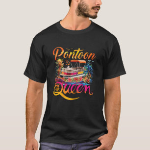 Camiseta Engraçado Pontoon Queen Girls Pontooning Boat Pa