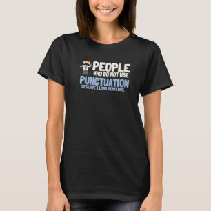 Camiseta Engraçado Pontuação Gramática Inglesa Longa Senten