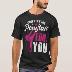Camiseta Engraçado Ponytail Girl Karate Taekwondo Judo Kick