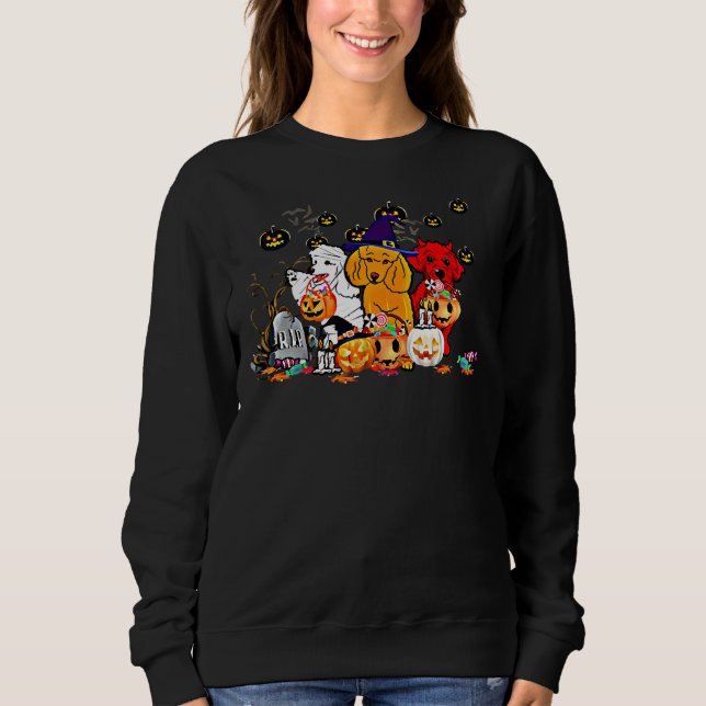 Camiseta Engraçado Poodle Halloween (Frente)