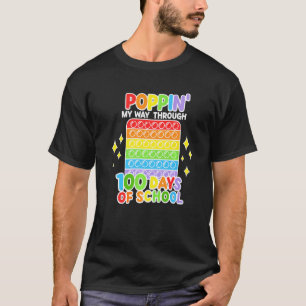 Camiseta Engraçado Poppin 100 Dias De Poppin Escolar 100 Di