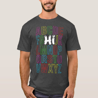 Camiseta Engraçado Pré K Jardim De Infância Oi Alfabet De V
