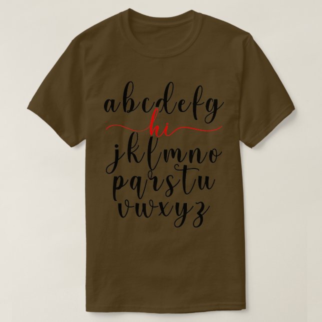 Camiseta Engraçado Pré K Jardim De Infância Oi Alfabet De V (Frente do Design)