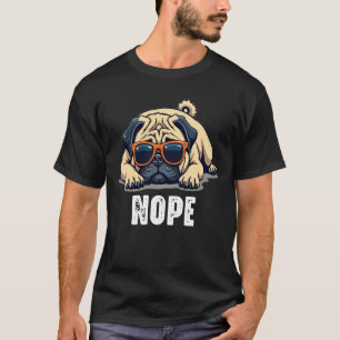 Camiseta Engraçado Preguiçoso Nope Cachorro Sobre Teto
