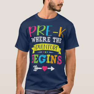 Camiseta Engraçado PréK Onde Começa A Aventura