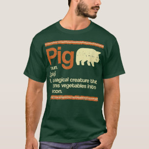 Camiseta Engraçado Presente Bacon e Definição de Porcos